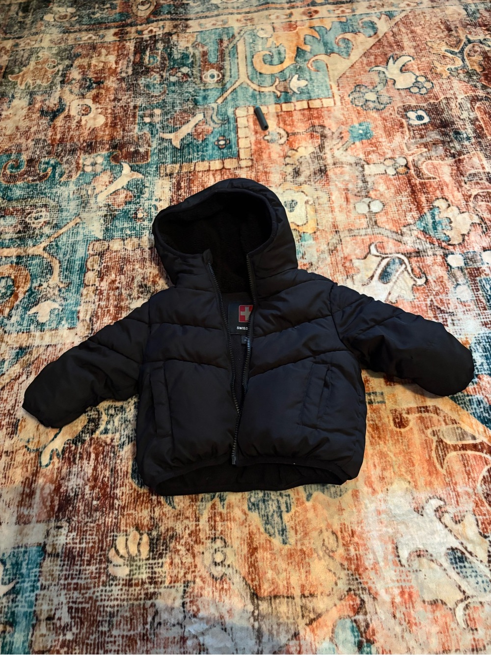 Children's Black Puffer Jacket with Hood (bundle) 12m & 3t